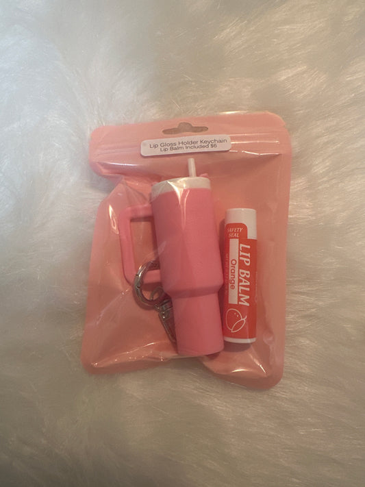 Tumbler lip gloss holder with lipgloss